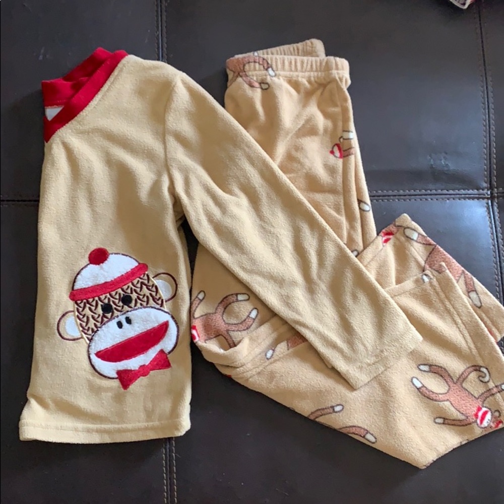 Cute super soft/plush little kid sock monkey pjs